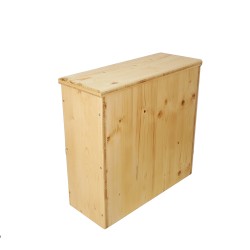 Bac à copeaux de bois avec couvercle pour toilette sèche - modèle huilé spécialement adapté pour la gamme inox rehaussée