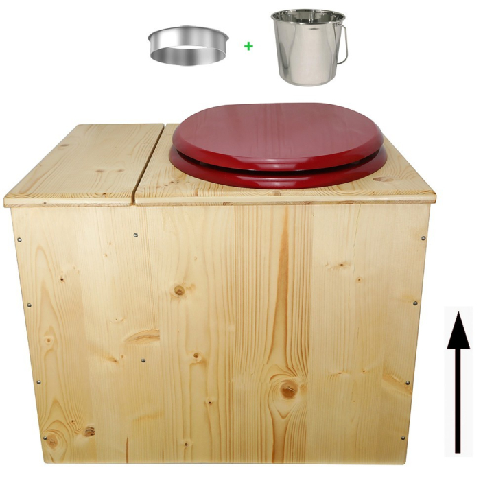 Toilette sèche en bois huilé avec bac intégré