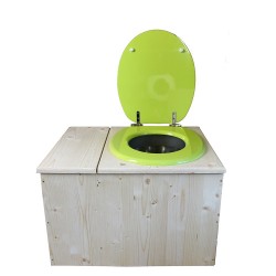 Toilette sèche avec bac à copeaux de bois, seau inox - La Bac vert pomme inox