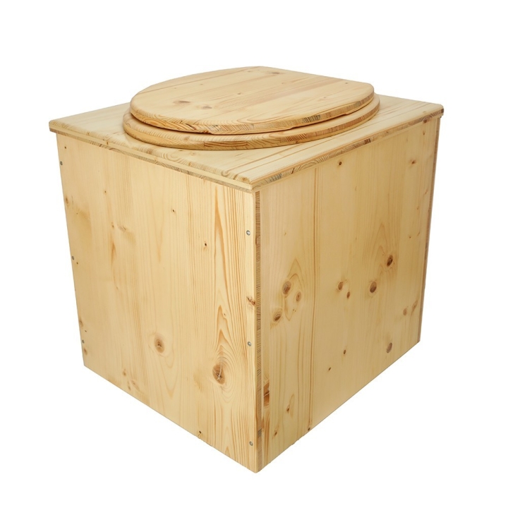  Toilette sèche en bois huilée complète avec seau inox et bavette inox. modèle rehaussé