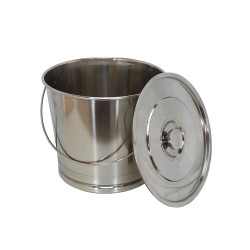 seau 22 litres inox 304 pour toilettes sèches + couvercle. seau en acier inoxydable avec base