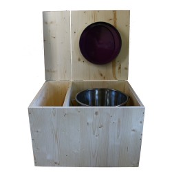 Toilette sèche avec bac à copeaux de bois, seau inox - La Bac violet prune inox