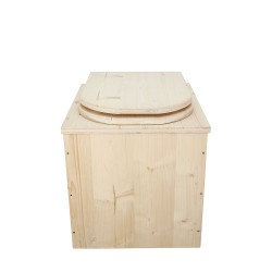 Toilette sèche pas cher complète avec seau 20L plastique et bavette inox en bois brut