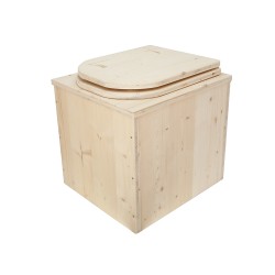 Toilette sèche pas cher complète avec seau 20L plastique et bavette inox en bois brut