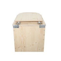 Toilette sèche pas cher complète avec seau 20L plastique et bavette inox en bois brut
