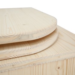 Toilette sèche pas cher complète avec seau 20L plastique et bavette inox en bois brut