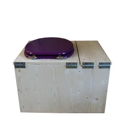 Toilette sèche avec bac à copeaux de bois, seau inox - La Bac violet prune inox