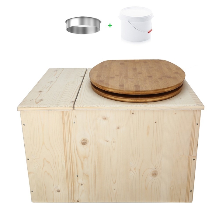 Toilette sèche avec bac à copeaux de bois
