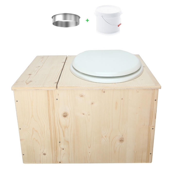 Toilette sèche avec bac à copeaux de bois