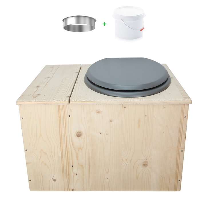 Toilette sèche avec bac à copeaux de bois