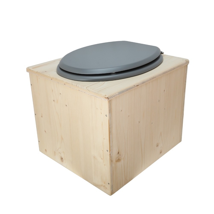  Toilette sèche en bois avec seau 22 Litres + bavette inox 