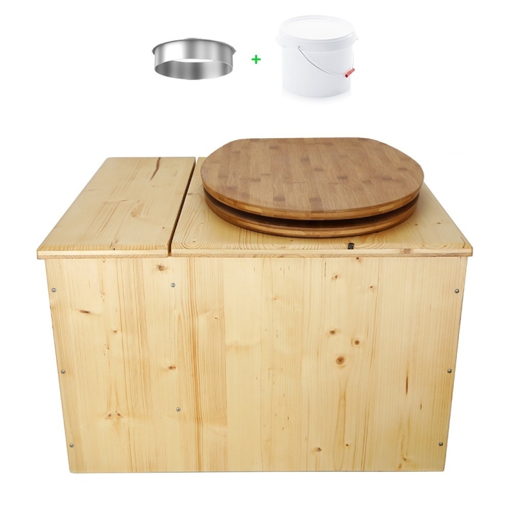 Toilette sèche huilée avec bac à copeaux de bois