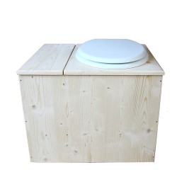 Toilette sèche avec bac à copeaux de bois - La Bac Blanche inox - modèle rehaussé PMR - hauteur d'assise 50 cm