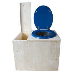 Toilette sèche avec bac à copeaux de bois - La Bac Bleu nuit inox - modèle rehaussé PMR - hauteur d'assise 50 cm