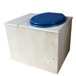 Toilette sèche avec bac à copeaux de bois - La Bac Bleu nuit inox - modèle rehaussé PMR - hauteur d'assise 50 cm