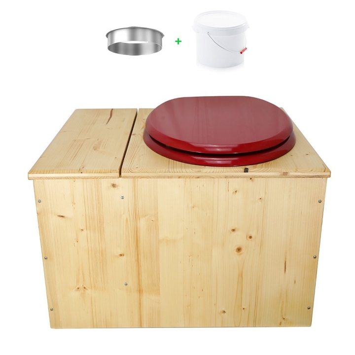 Toilette sèche huilée avec bac à copeaux de bois