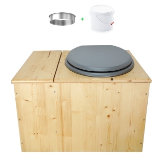 Toilette sèche huilée avec bac à copeaux de bois