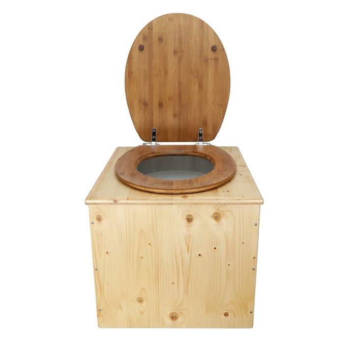  Toilette sèche en bois huilé avec bavette inox