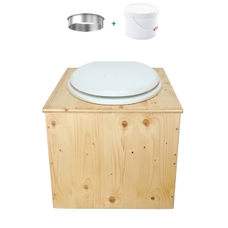 Toilette sèche en bois huilé avec bavette inox