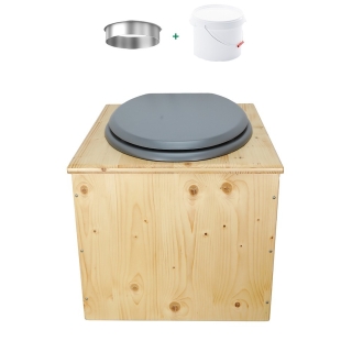 Toilette sèche en bois huilé avec bavette inox