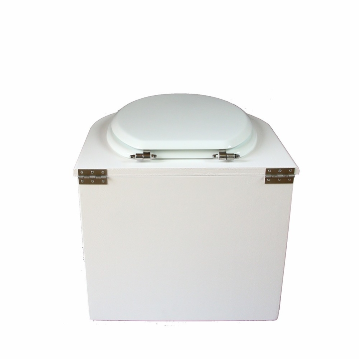  toilette sèche arrondie blanche avec charnières inox