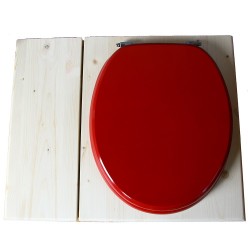 Toilette sèche avec bac à copeaux de bois - La Bac Rouge Framboise inox - modèle rehaussé PMR - hauteur d'assise 50 cm