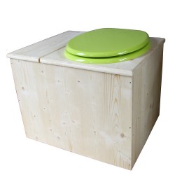 Toilette sèche avec bac à copeaux de bois - La Bac vert pomme inox - modèle rehaussé PMR - hauteur d'assise 50 cm