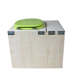 Toilette sèche avec bac à copeaux de bois - La Bac vert pomme inox - modèle rehaussé PMR - hauteur d'assise 50 cm