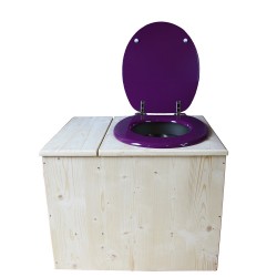 Toilette sèche avec bac à copeaux de bois - La Bac violet prune inox - modèle rehaussé PMR - hauteur d'assise 50 cm