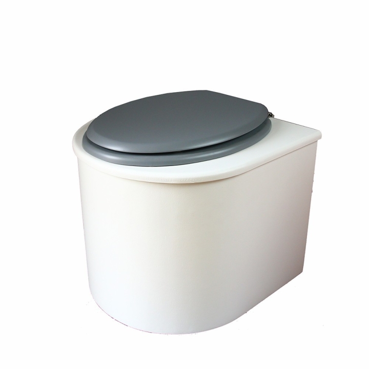  toilette sèche arrondie blanche avec abattant gris