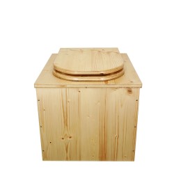 Toilette sèche en bois huilée avec seau inox et bavette inox, abattant "D"