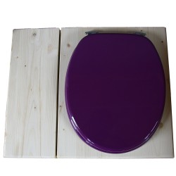 Toilette sèche avec bac à copeaux de bois - La Bac violet prune inox - modèle rehaussé PMR - hauteur d'assise 50 cm