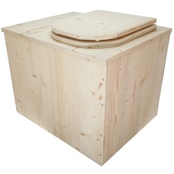 Toilette sèche rehaussée avec bac à copeaux de bois intégré, livré avec bavette inox et seau 22L plastique - abattant D