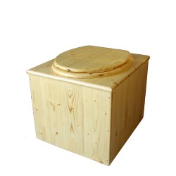 toilette sèche en bois huilée complète avec seau inox 14 litres et bavette inox Ø30 cm