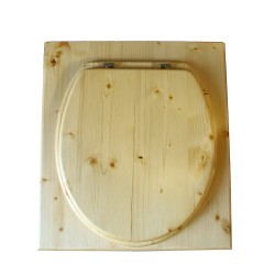 toilette sèche en bois huilée complète avec seau inox 14 litres et bavette inox Ø30 cm
