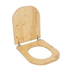 ensemble abattant et lunette pour toilette sèche en bois huilé. Abattant design en forme de D - charnières inox