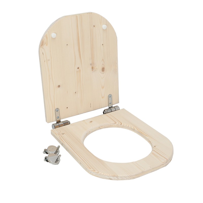 Abattant design en forme de D -  abattant en bois brut avec charnières déclipsables et frein de chute