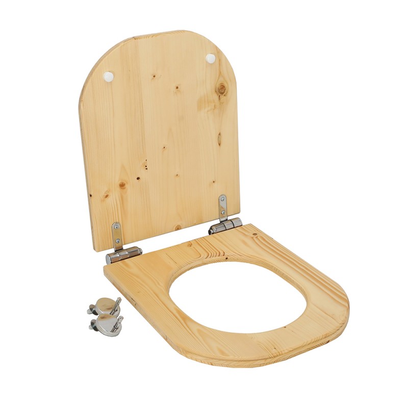 Abattant design en forme de D -  abattant en bois huilé avec charnières déclipsables et frein de chute