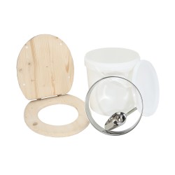 Kit fabrication toilette sèche auto-constructeur DIY - abattant brut, seau 20L plastique, bavette Ø28cm