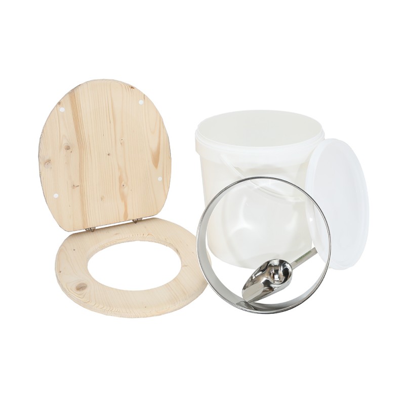 Kit fabrication toilette sèche auto-constructeur DIY - abattant brut, seau 20L plastique, bavette Ø28cm Kit fabrication toilette sèche auto-constructeur DIY - abattant brut, seau 20L plastique, bavette Ø28cm