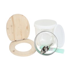 Kit fabrication toilette sèche DIY - abattant brut, seau 20L plastique, bavette Ø28cm, sacs compostables