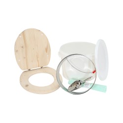 Kit complet fabrication toilette sèche avec seau 22L, sacs compostables, bavette, pelle, abattant brut