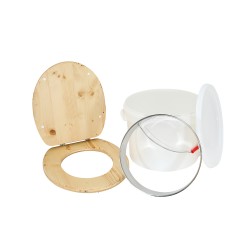Kit complet plastique 22 L huilé fabrication toilette sèche avec abattant huilé, seau 22L plastique, bavette inox