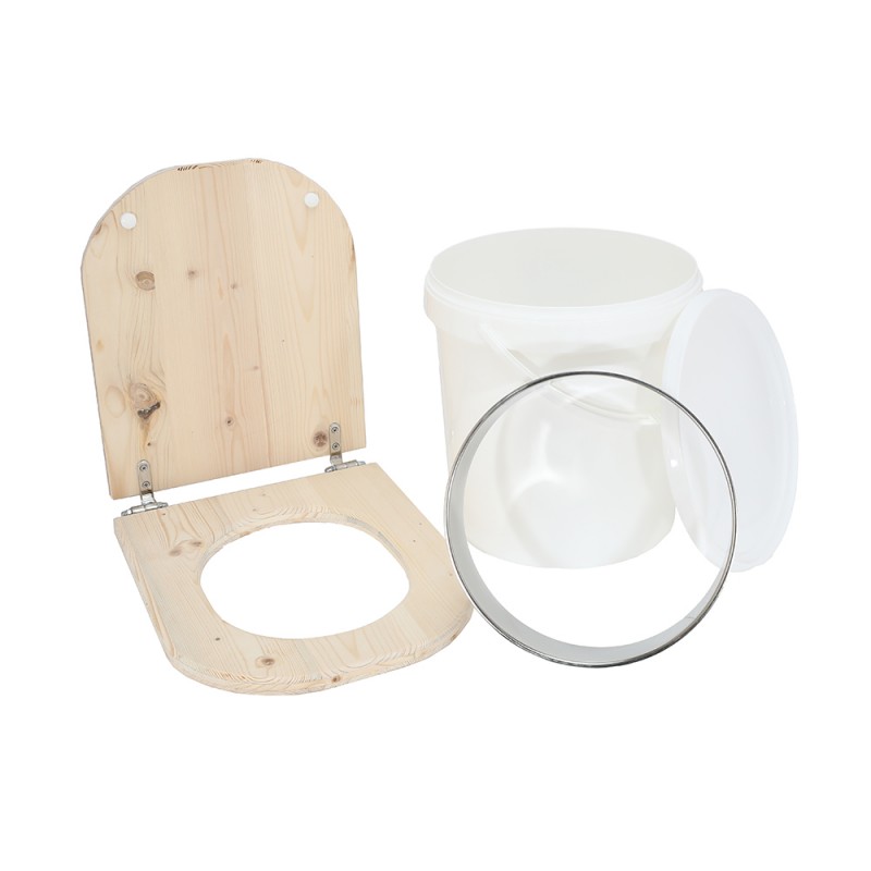 Kit fabrication toilette sèche auto-constructeur DIY - abattant forme "D" brut, seau 20L plastique, bavette Ø28cm Kit fabrication toilette sèche auto-constructeur DIY - abattant forme "D" brut, seau 20L plastique, bavette Ø28cm