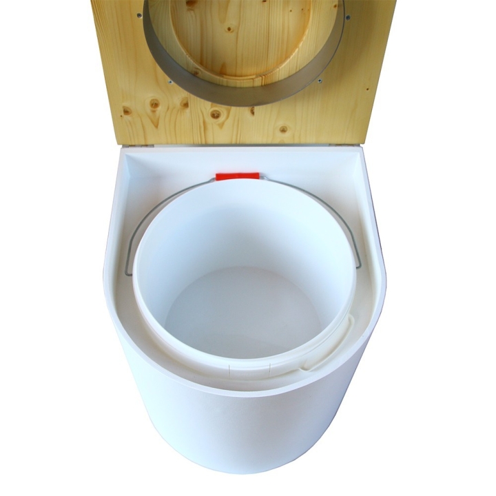  toilette sèche arrondie blanche avec abattant huilé