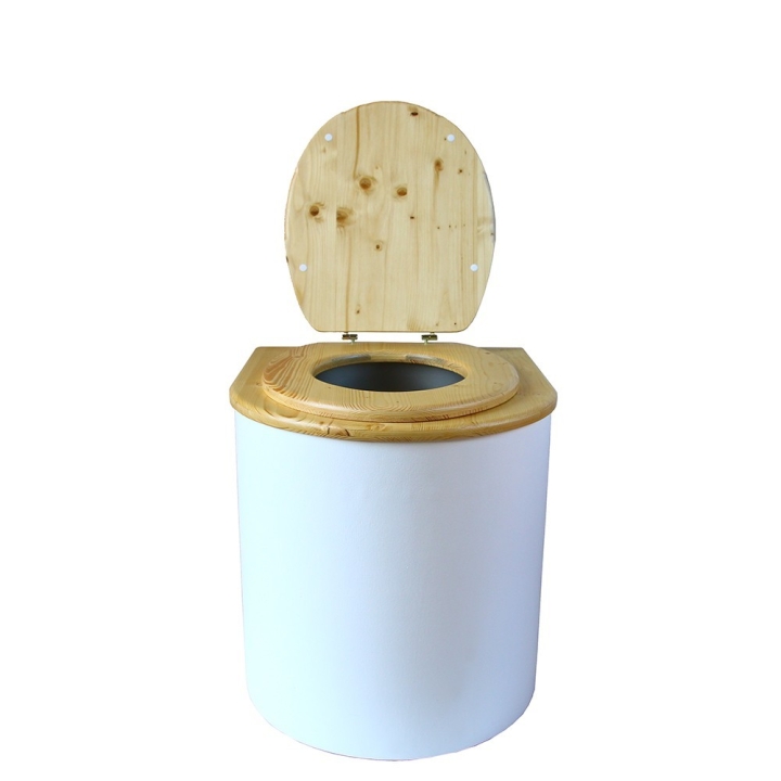 toilette sèche arrondie blanche avec abattant huilé