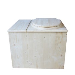 Toilette sèche avec bac à copeaux de bois vendue complète avec bavette inox et seau inox 14 litres - modèle PMR