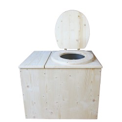 Toilette sèche avec bac à copeaux de bois vendue complète avec bavette inox et seau inox 14 litres - modèle PMR
