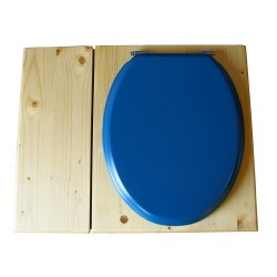 Toilette sèche huilée avec bac à copeaux de bois complète avec bavette inox Ø30cm et seau inox 14 litres - la bac bleu nuit