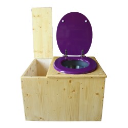 Toilette sèche huilée avec bac à copeaux de bois, bavette inox Ø30cm et seau inox 14 litres - la bac violet prune